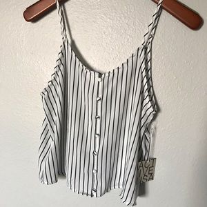 🐝🆕WT White And Black Stripped Tank Top